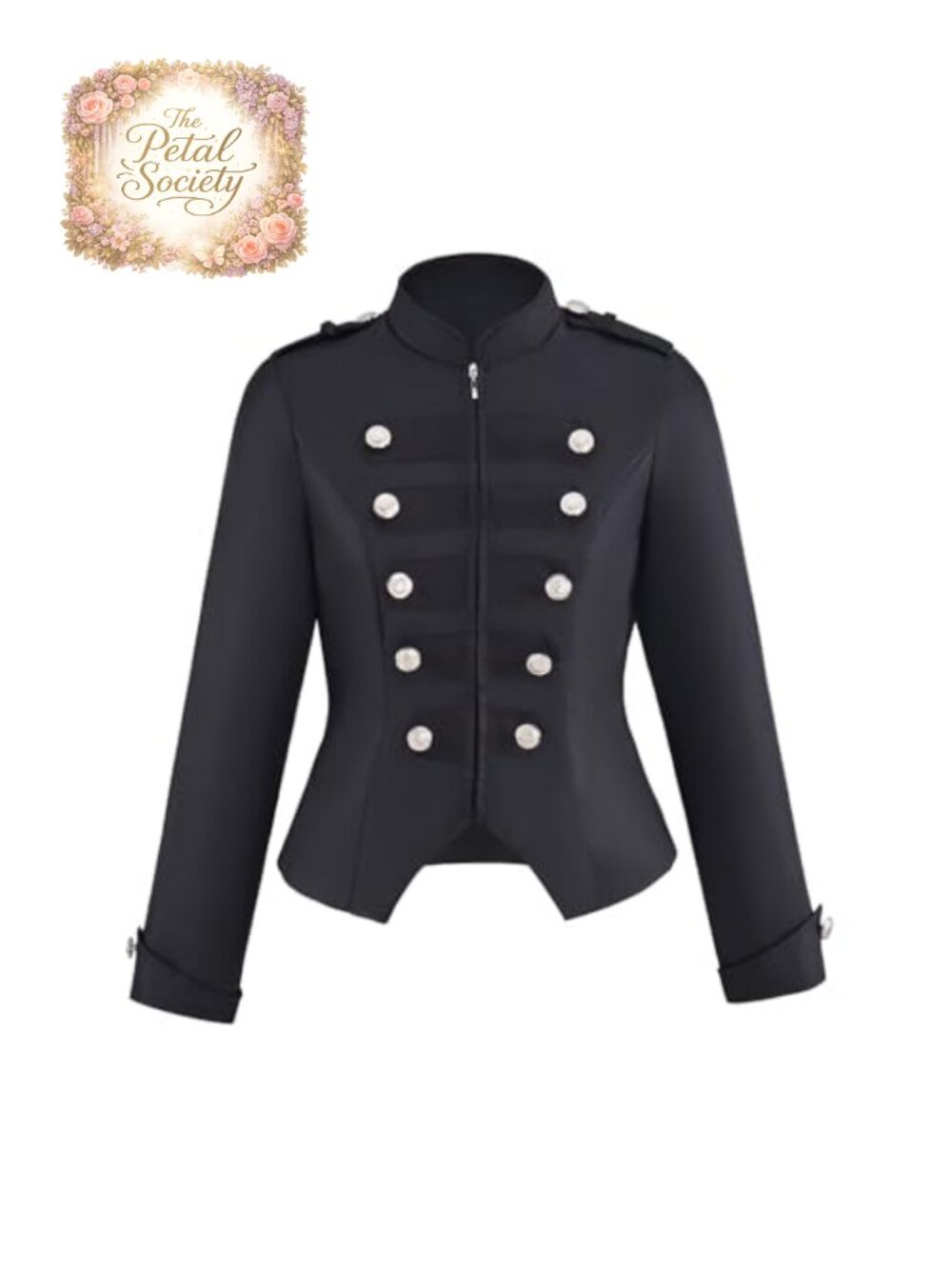 Women's Double Breasted Steampunk Jacket Military Blazer Zip Up Vintage